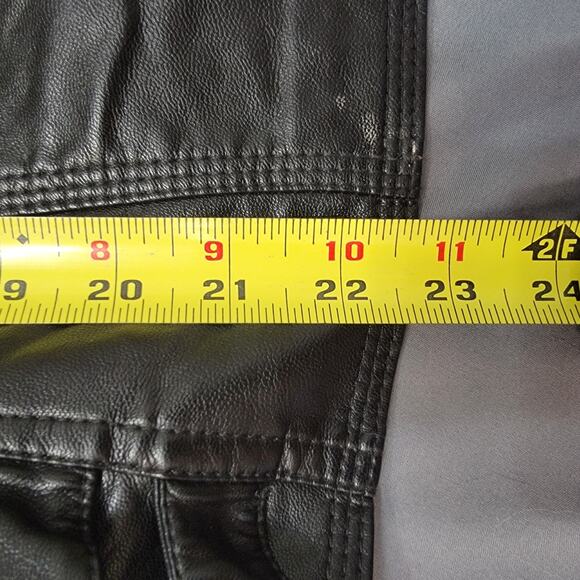 AFTF Basic Black Faux Leather Moto Jacket Quilted Biker Style - Picture 11 of 15